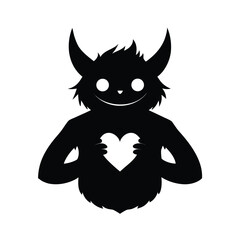 Furry humanoid creature black silhouette graphic design