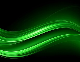 Fototapeta premium Abstract green waves on black background
