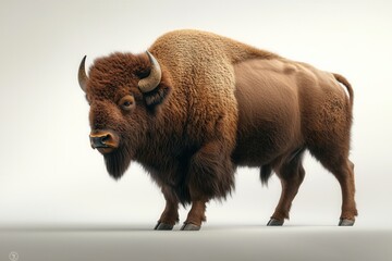 Bison on the plains stands firm, its shaggy coat a testament to resilience and enduring power