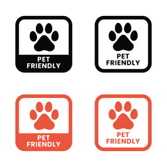 Pet friendly icon set. Pet friendly circle logo, badge, sticker, symbol, emblem, stamp, line, vector, isolated illustration. Suitable for business, animal, pet, and veterinary