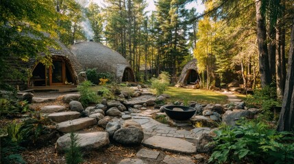 Quaint Eco-Friendly Dome Cabins in Lush Forest Retreat