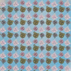 Obraz premium Pattern of colorful bear faces on light blue background 