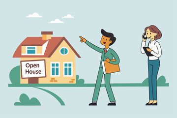 Real Estate Agent Showing Open House Property.