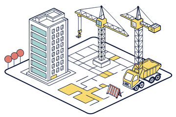 Construction Site with Cranes and Building. © Aslam