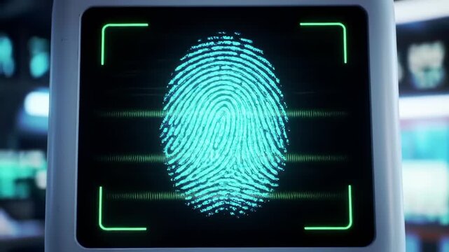 Closeup digital fingerprint scan illustration security technology illustration