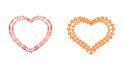 Double Heart Frames PNG Floral Leafy & Orange Petal Heart Borders