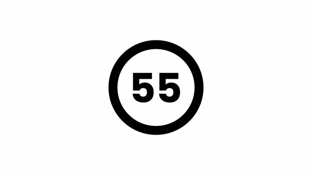 Minimal countdown timer with tailed lines circling counterclockwise from 10 to 0 seconds. White on balck. Isolated animation.