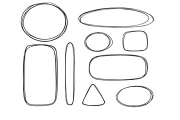 Set of Hand-Drawn Scribble Irregular Shapes with Black Outlines