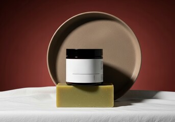 Natural Beauty: Soap and Cream Jar on Textured Display