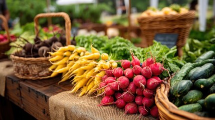 Fresh Organic Vegetables at Outdoor Farmers Market Stand