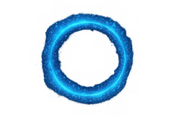 Light streak forming dynamic circular ring with sparkling luminescence, radiating cosmic energy against transparent backdrop