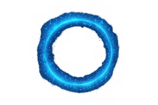 Light streak forming dynamic circular ring with sparkling luminescence, radiating cosmic energy against transparent backdrop