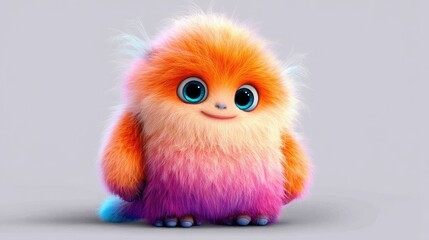Fototapeta premium Colorful furry creature against a plain background.