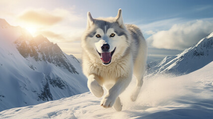 Siberian Husky in Action on a Winter Trail