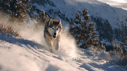 siberian husky in the snow