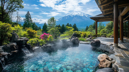 Tranquil Outdoor Onsen with Mount Fuji View