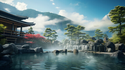 Natural Onsen with Peaceful Garden View