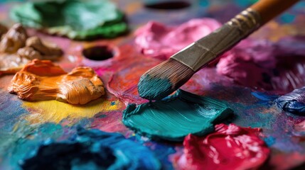 Obraz premium Colorful paint palette with brushstrokes.