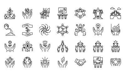 Fototapeta premium Business growth and teamwork icons success collaboration
