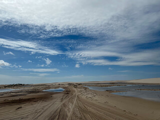 Brazil, Barreirinhas- 2023, May: lagoon and sand dunes in lençóis maranhenses