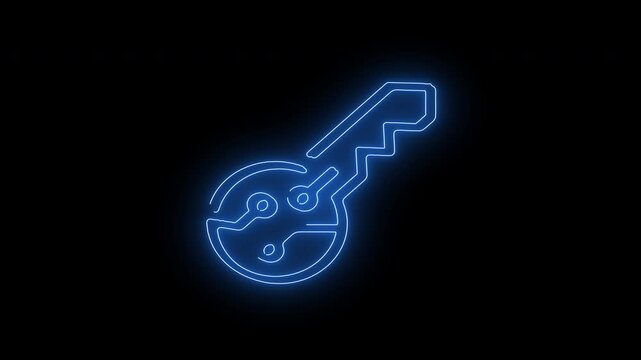 Cybersecurity key icon with circuit pattern representing digital encryption and data access control	