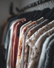 Chic Fashion Garments on Hangers in Boutique Setting Under Soft Light