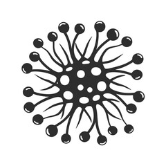 Virus Structure Silhouette Illustration. Microbiology And Pathogen Concept Isolated Vector Illustration