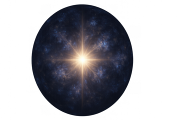 Luminous golden rays penetrating cosmic dust, revealing galactic structure against transparent backdrop