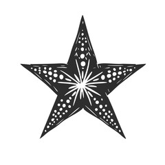 Obraz premium Starfish Silhouette With Intricate Patterns Illustration. Marine Life And Oceanic Beauty Theme Isolated Vector Illustration