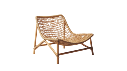 Woven Rattan Lounge Chair with Low Profile and Relaxed Style