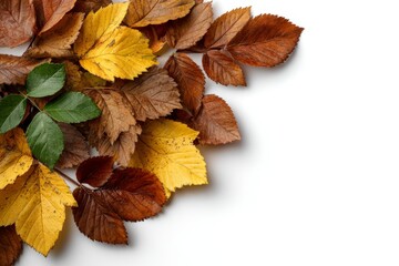 Autumn Leaves on White Background