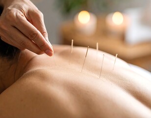 Acupuncture treatment. Back needles