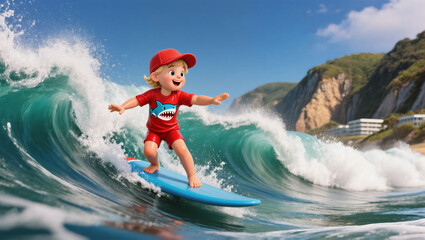boy on the water surfing
