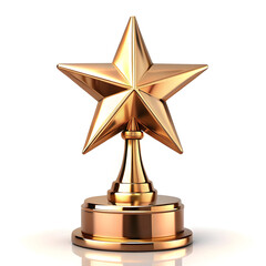 Golden Star Trophy on Pedestal for Achievement and Recognition Awards