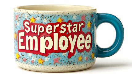 Motivational mug with the words "Superstar Employee".