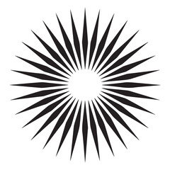 Obraz premium A simple black and white radial sunburst design, radiating energy and light in an abstract pattern isolated on white background