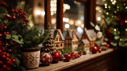 Christmas Decoration with Houses Ornament