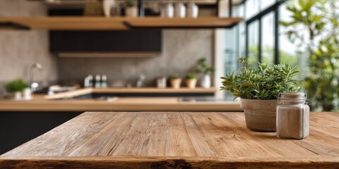 Wooden Table in Modern Kitchen