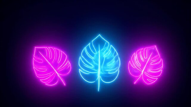 Neon Monstera Leaves - Vibrant Tropical Graphic