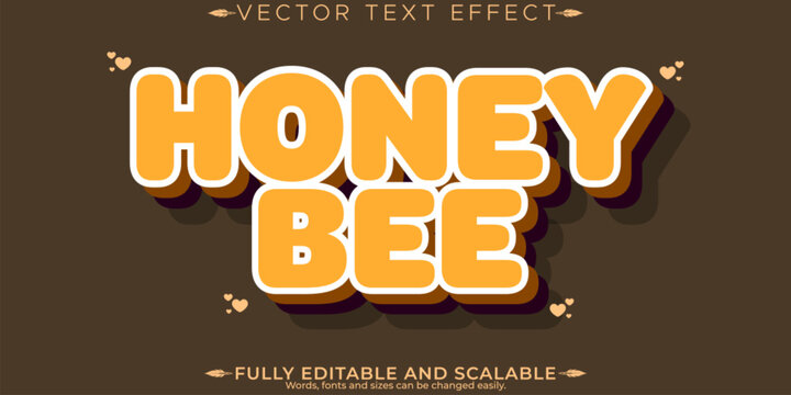 Honey editable text effect, editable bee and beekeeping text style
