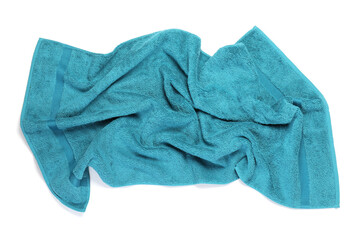 One terry towel isolated on white, top view