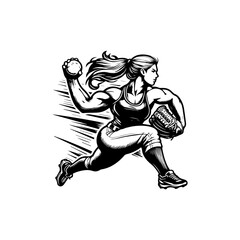 Fototapeta premium Powerful Female Softball Pitcher in Action 1.