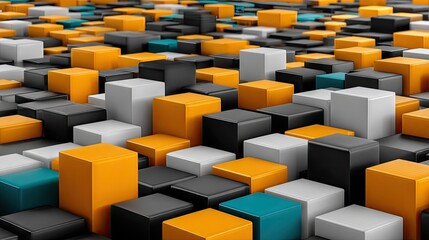 Abstract geometric pattern of layered cubes in various colors.