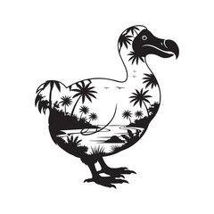 An extinct dodo flightless bird with a Mauritius landscape © MAHEDI