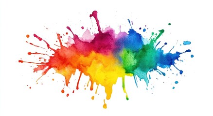 Fototapeta premium Abstract watercolor splatter design. Vivid colors explode across white background