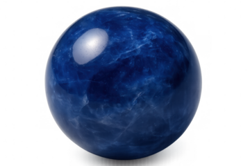 Polished blue sphere with intricate veins isolated on transparent background, creating a captivating visual