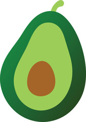 Realistic Halved Avocado Vector with Brown Seed and Green Flesh