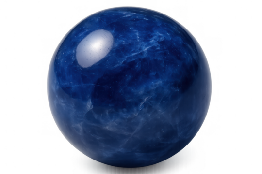Polished blue sphere with intricate veins isolated on transparent background, creating a captivating visual - Powered by Adobe