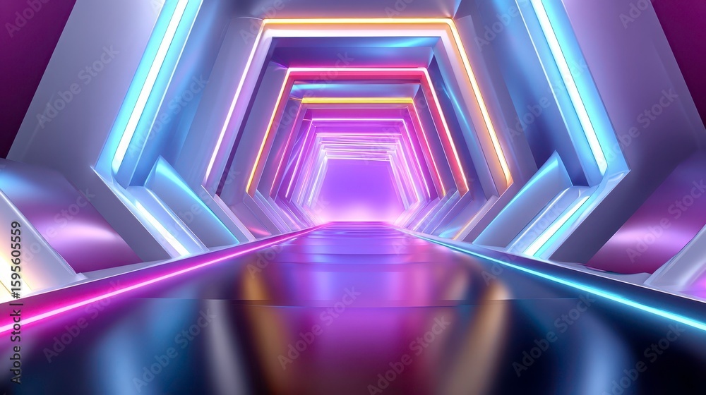 Sticker neon tunnel abstract background - future tech design