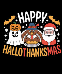 Happy Hallothanksmas Ghost Turkey Pumpkin Christmas